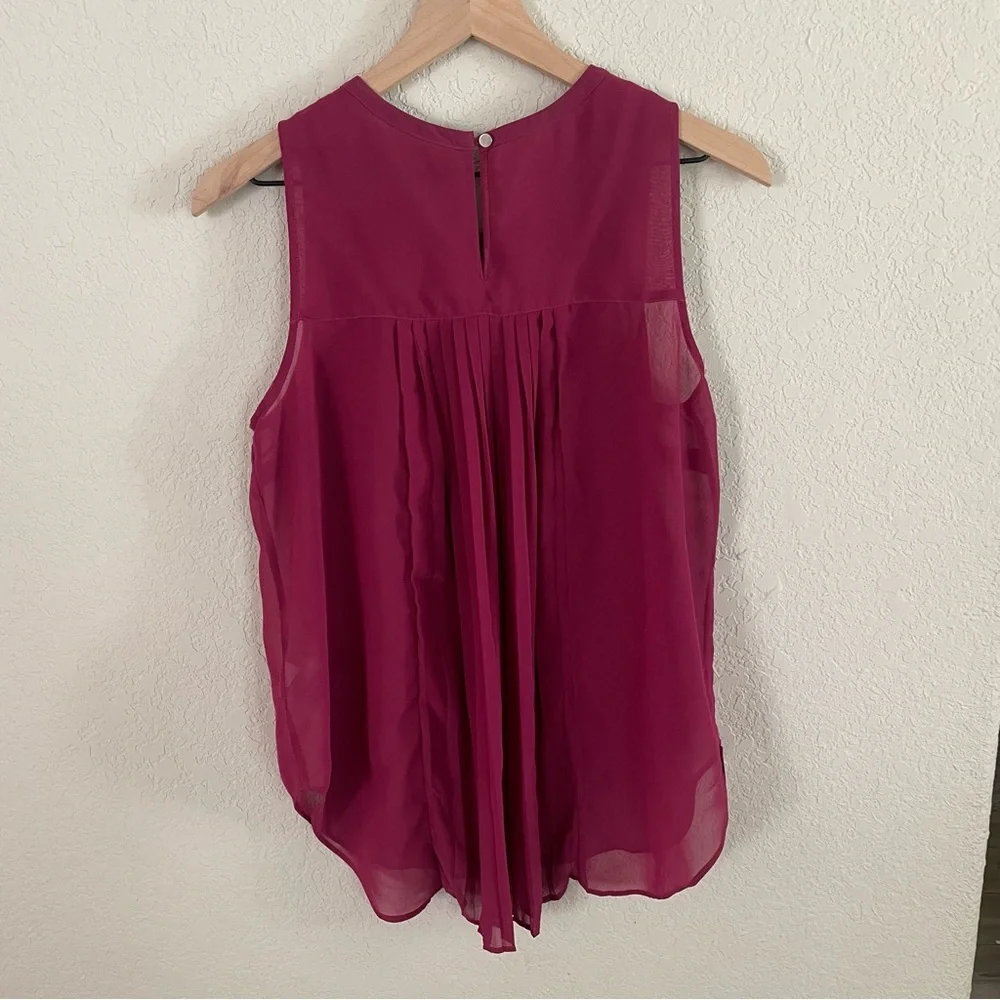 Banana Republic Sheer High Low Pleated Back Sleeveless Top - Picture 5 of 7